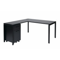 OSP Home Furnishings PRD3060LD-BLK Prado L-Shape Workstation in Black